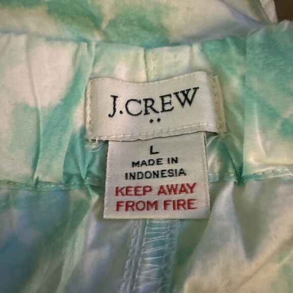J.Crew COTTON SLEEP Tie Dye SHORTS Aqua Green 100% Cotton Drawstring  Lounge L - Picture 3 of 9